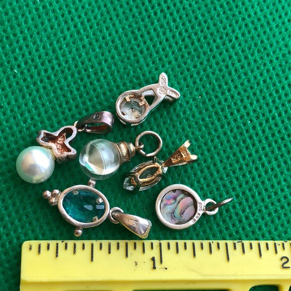 5 sterling silver +1 free charm pendant lot Mop CZ - Picture 2 of 4